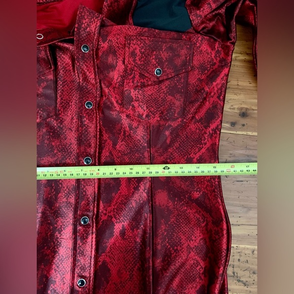 EUC KITTY BOOTS NEW YORK DESIGNER RED/BLACK WESTERN INSPIRED DRESS, S - Picture 9 of 13